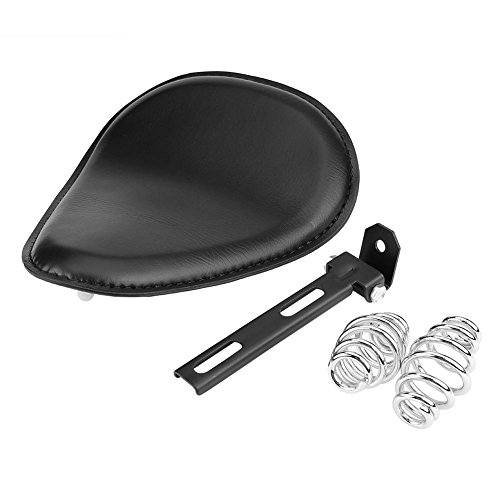 Cuero de la Motocicleta Asiento Solo W/Spring Mount Bracket 3 Pulgadas por Delaman (Color : Black)