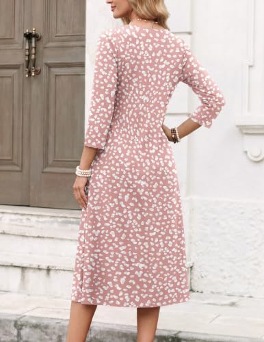 Image of Zeagoo Womens Dresses 3 /4 Sleeve Casual Fall A Line Midi Dress with Pockets