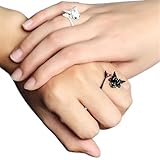 AIVLDQ Two dragon rings sterling silver women's black and white dragon jewelry gift fashionable and versatile temperament gift