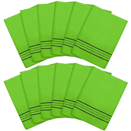 Image of Tatuo 12 Pack Korean Exfoliating Mitts, Italy Towel,8 x 5.5 in,Green | Body Washcloth, Remove Dead Skin, Viscose Rayon Scrubber for Home Spa, for Keratosis Pilaris, Reusable Full Body Use