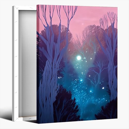 Impression sur toile forêt nocturne de qualité supérieure avec cadre