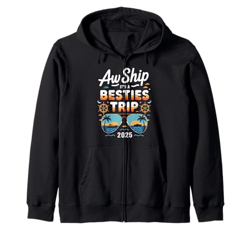 Aw Ship It's A Besties Trip 2025 – Funny Ocean Party Artwork Sudadera con Capucha
