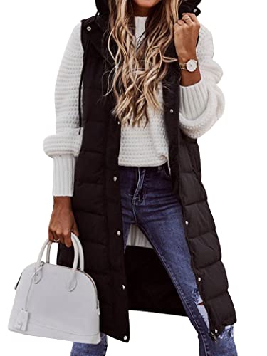 Ytfsrukp Oversized Long Down Vest For Women Outdoor Coats With Hood Long Puffer Vest Winter Coats Sleeveless Warm Jacket #TOP1