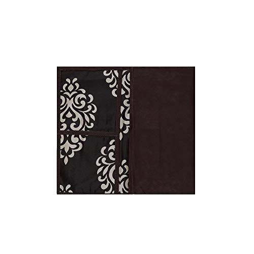 Image of KANUSHI Industries Microwave /Oven Top Cover with 4 Utility Pockets (VAR1-MICRO-BROWN-FLORAL)