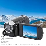 Ręczna Kamera Wideo, Kamera DV 1080P 4K 48MP 16x Cyfrowa Kamera Wideo Vlogging 2,7-calowy Obrotowy Ekran TFT LCD (BLACK)