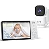 GHB Babyphone Camera Bebe Surveillance 5" LCD Rotation de 350° Baby Phone 2,4 GHz VOX Mode Capteur de Température Communication Bidirectionnelle 8 Berceuses Vision Nocturne sans WiFi