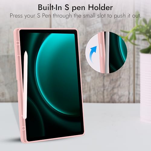 Image of Robustrion Cover for Samsung Galaxy Tab S9 FE+ / Tab S10 Plus /Tab S9 Plus 12.4 inch Cover Case with [S Pen Holder] for Samsung Tab S9 FE Plus / S9+ / S10+ Tablet Cover [Auto Sleep /Wake] - Pink