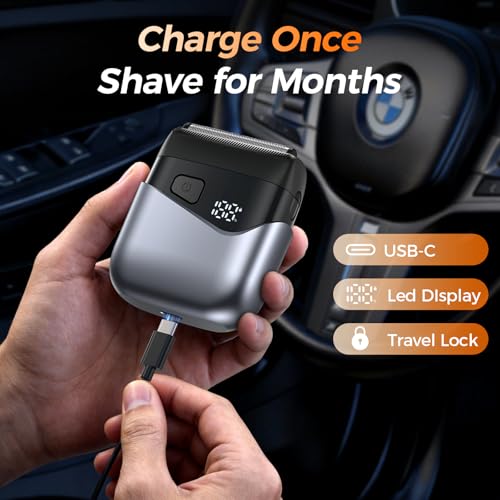 Image of Electric Foil Shavers for Men- New Version Mini Electric Razor with 3D Floating Heads & Precision Blades, Portable Cordless Electric Shaver IPX7 Waterproof, LED Display & Fast Charge