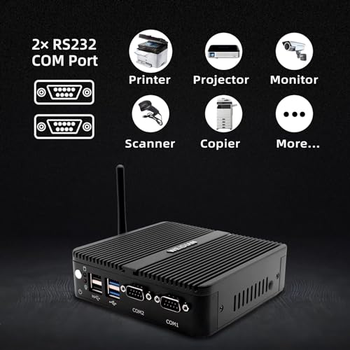 Image of WEIDIAN Fanless Mini PC, Industrial PC, Mini Computer J5005(up to 2.8GHz), 4K HD+VGA Dual Dispaly Output, 2Gigabit Ethernet, 4USB, 2RS232 COM, Win11, WiFi, BT(16GB RAM 512GB SSD 1TB HDD)