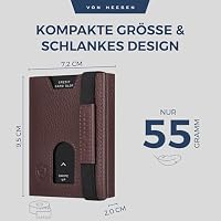 VON HEESEN Leder Slim Wallet - Geldbeutel mit RFID Schutz - Mini Geldbörse für Herren und Damen - Kartenetui Echtleder Karten Portemonnaie klein - Kreditkartenetui Braun – Ansicht 6