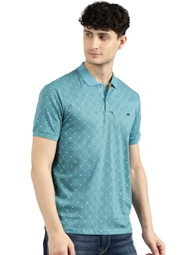Image of JOVEN Mens Printed Polo Neck Half Sleeve Regular Fit Mercerised Cotton T-Shirt