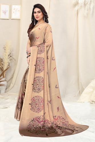 Image of MIRCHI FASHION Women Saree Chiffon Flower Print | Breathable Lightweight Sari for Office and Daily Use with Unstitched Blouse Piece (Available in 30 Styles)