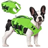 ASENKU Chaleco Salvavidas para Perros con Mango Salvavidas, Chaleco Salvavidas Perro de Alta Flotabilidad, Chaleco de Seguridad Ligero a Prueba de Desgarros con Tiras Reflectantes Verde S
