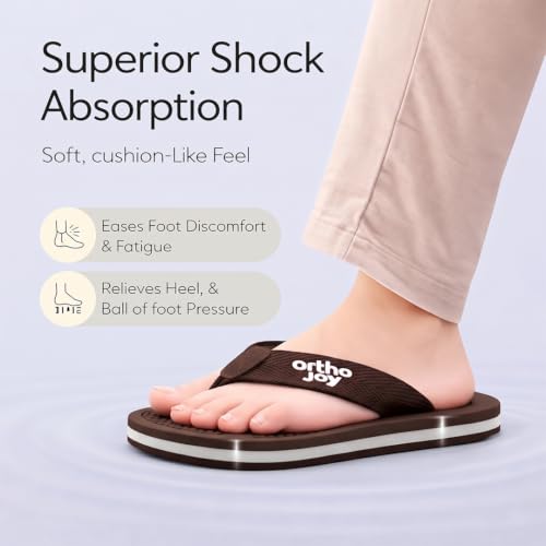 Image of ORTHO JOY Orthopedic Comfort Flip Flops for Men - Acupressure Massage Sole, Anti-Slip Lightweight Slippers