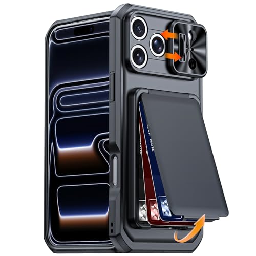 Coque silicone iPhone 16 Pro Max rigide noire style portefeuille