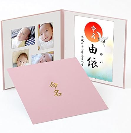 Amazon Co Jp 命名書台紙 大 文字のみ 表紙ピンク 命名 ゴールド箔 L判セット 赤ちゃんの写真 お名前が入る シンプル 赤ちゃん命名書台紙 大 ベビー誕生 必須アイテム 男の子 女の子 出産祝い 内祝い ギフト メモリアル 記念品 命名紙 名づけ 命名