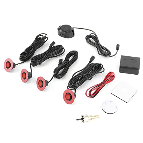 Yctze pour de recul Voiture Rouge Kit de Marche arrière, capteurs de stationnement de Voiture 16,5 mm Capteur de recul intégré Kit d'alarme de recul...