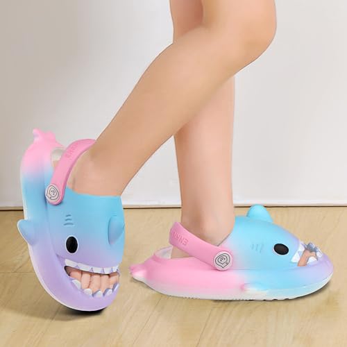 Image of Kids Shark Cloud Slides | Boys Girls Slip On Sandals | Toddler Beach Slippers | Youth Fish Flip Flops Pool Shower Shoes