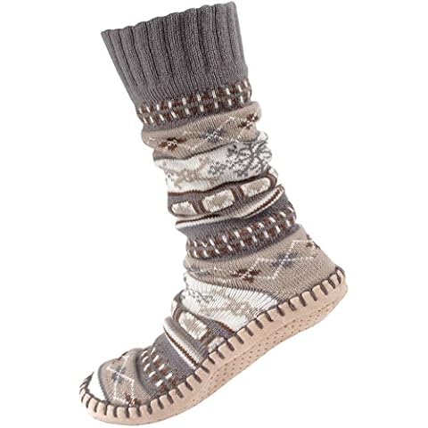BambooMN Men's Soft Fuzzy Furry Gripper Slipper Socks - Ultimate Grey- Men's Shoe Size 9-12 Cover