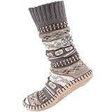 BambooMN Men's Soft Fuzzy Furry Gripper Slipper Socks - Ultimate Grey- Men's Shoe Size 9-12