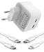Produktbild iPhone Schnellladegerät, 35W Dual USB C Ladegerät [MFi Zertifiziert] mit Lightning Ladekabel und USB C Ladekabel, PD 3.0 Schnellladekabel für iPhone 14/13/12/11XS/XS Max/XR iPad, Samsung/Huawei/Pixel