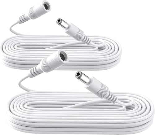 ANLINK 2 Pack 10ft/3 Meters Power Extension Cable, 12V DC 5.5mm*2.1mm Male to Female Power Adapter Cord for 12V CCTV Security Camera, LED Strip String Light, Router and More Devices (White)