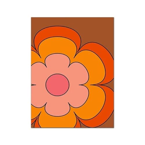 XXRLSUDJ Cartel floral retro lienzo naranja pintura estampado vegetal mural nórdico arte imagen Sala de estar decorada sin marco-B_50x70cm