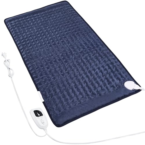 Image of Heating Pad Electric Heat Pad, Hot Heated Pad,Multiple Temp and Timer Settings,Suitable for Shoulders, Neck, arms, Abdomen, Back, Legs, etc. (NavyBlue, 40 inchX20 inch)