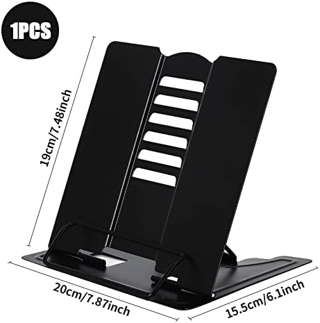 Reading Book Stand Holder,Metal Cookbook Stand,Lightweight Metal Holder for Reading Textbooks or Entertainment,Applications in Reading Classrooms,Office and Kitchen(Black)