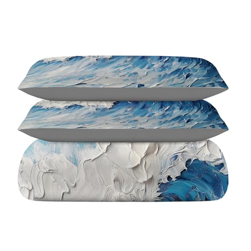 Parure housse couette 240x260 flots avec taie microfibre 3D - 4
