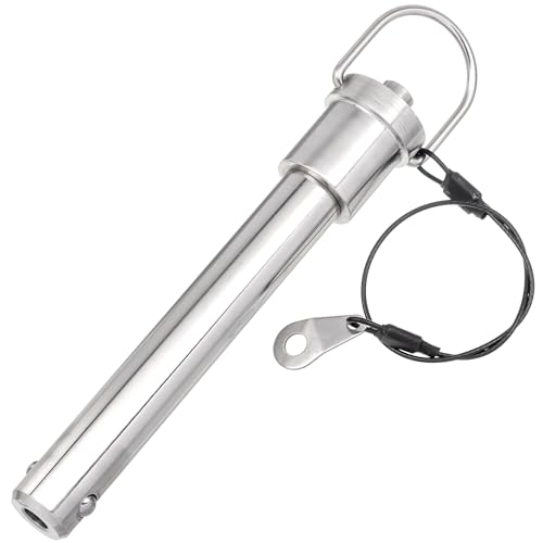 HALLMERS 18mm Pin Diameter 100mm Usable Length Quick Release Ball Head Pin Lock With 260mm Retaining Wire Cable - Stainless Steel - Self Locking Fasten Security Bolt Accessory Push Pull Fastening Tool