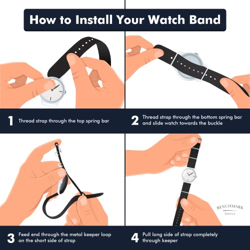 Benchmark Basics Seatbelt Nylon Watch Band - Premium Waterproof Ballistic Nylon One-Piece Watch Bands For Men & Women (20Mm, Black) #TOP7