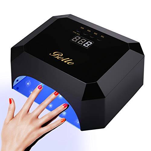 Gel UV LED Nail Lamp, Belle 54W Nail Dryer Gel Polish Professional Salon Curing Lamp Nail Polish Dryer Gel Machine for Manicure and Pedicure with 4 Timers Autor Sensor LCD Display Diamond
