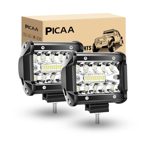PICAA Arbeitsscheinwerfer 2X4 Zoll 60W Drei Reihen LED Lichtbalken 12V 24V 6000K Zusatzscheinwerfer Bar Spot Flutlicht Kombination für SUV Offroad ATV UTV Traktor 4x4