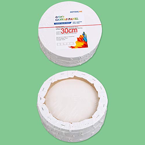 Round Canvas Panels Multi-Pack,5 Pack 12In Stretched Boards Black Canvas For Acrylic, Oil, Gouache, Tempera Paints & Wet Art Media #TOP7