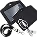 ID Card Case + Lanyard + Badge Holder Retractable Reel Carabiner and Plastic Clip (Genuine Leather Horizontal Black)