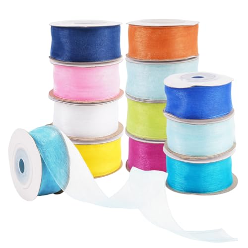 12 Rouleaux Ruban Organza, 2.5 cm X 110 M