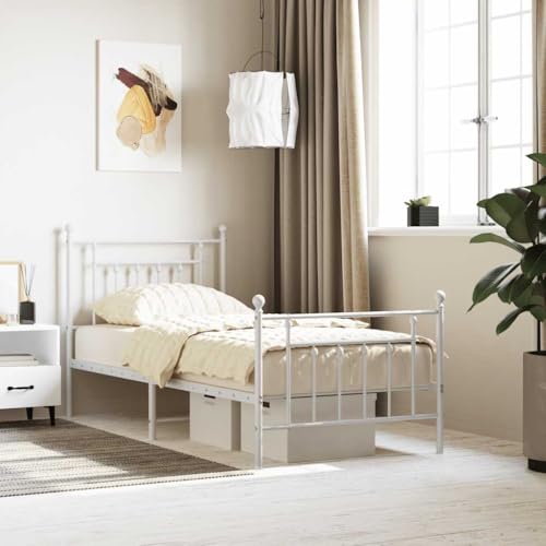 Genérico Estructura Cama sin colchón con Estribo Metal Blanco 90x190 cm,Mobiliario,Camas y Accesorios,Camas y somieres-353596