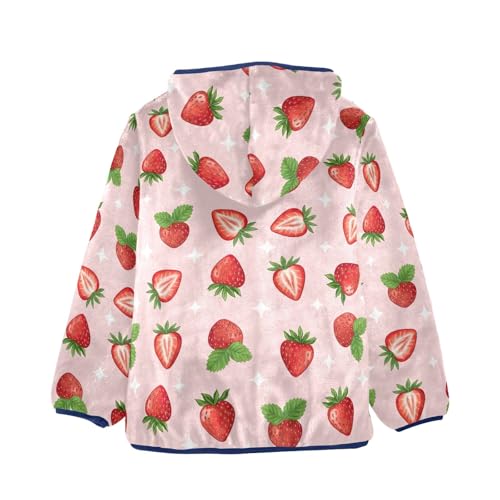 CHIFIGNO Strawberries Pink Toddler Boy Thick Warm Fleece Jacket with Polar Fleece Lining 3T2