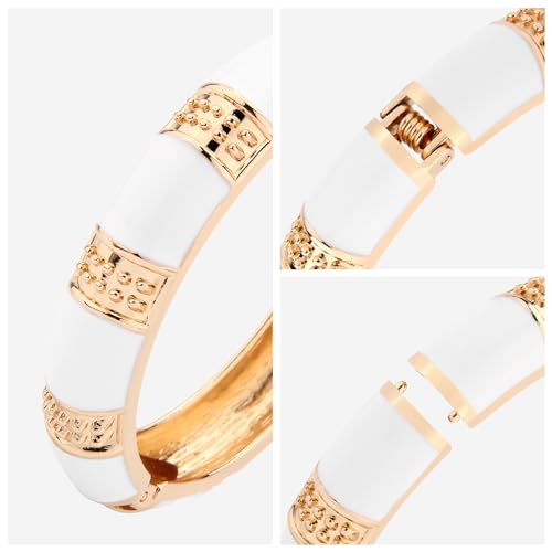 Image of wynameleri Modern Cloisonne Bracelet Geometric Enamel Cuff Bangles Hinged Bracelet Jewelry for Women Gift Box 184136