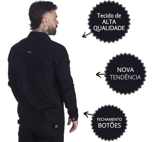 Jaqueta Jeans Masculina Azul Denim Estilosa Lycra Premium