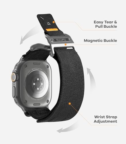 Image of Aulumu A11 Mag Buckle Slim Band Designed for Apple Watch Band | for Apple Watch Ultra2 /Apple Watch Ultra 49mm, Series 9 /8 /SE2 /7 /6 /SE /5 /4 /3 /2 /1 45mm /44mm /42mm | Stainless Steel Magnetic Clasp Band
