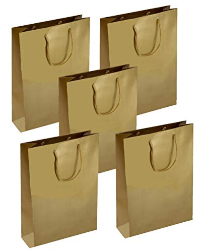 MustBeBonkers Lot de 10 sacs plastifiés mats de taille moyenne - Sac cadeau de luxe pour anniversaire (doré) Cover