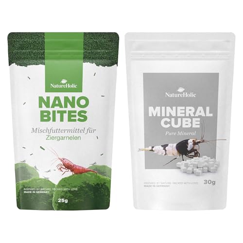 Nano Futterset | Shrimp Bites + Mineralcube 'Pure Mineral' | Nährstoffe & Mineralien 2 in 1 | Ideal für kleine Cubes | Für Junge & Adulte Tiere