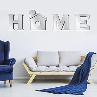 Neikafan 3D Mirror Effect Wall Stickers Home Letters Sign DIY Removable Mirror Decal for Home Kitchen Living Room Bedroom Modern Fashion Home Decorations (silver)