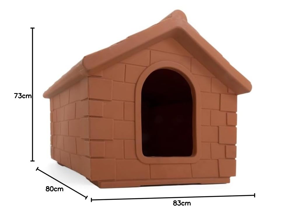 Caseta para Perros de plástico Resistente - Fabricada en Italia (s, m, l, XL) (Color Terracota, M (68x74x62H cm))