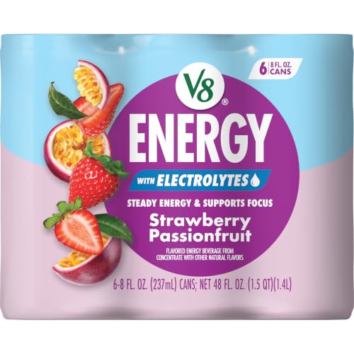 Image of V8 Energy with Electrolytes Strawberry Passionfruit Energy Drink, 6 Pack