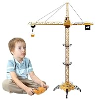 FORMIZON Ferngesteuerte Turmkran, 128 cm hohe 2,4 Hz Turmdrehkran, 6 Kanäle Tower Crane Elektrisch, 680 Grad RC Baukran Hebehaken, Turmdrehkran Kanäle Lichtern, Geräusche Kinder 3 Jahren