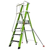 Piattaforma di lavoro di serie 2 di passo dello stadio delle scale 1304-064, 4 battistrada, non conduttivo Hi Viz verde vetroresina, piattaforma di lavoro completamente chiusa, EN131-7
