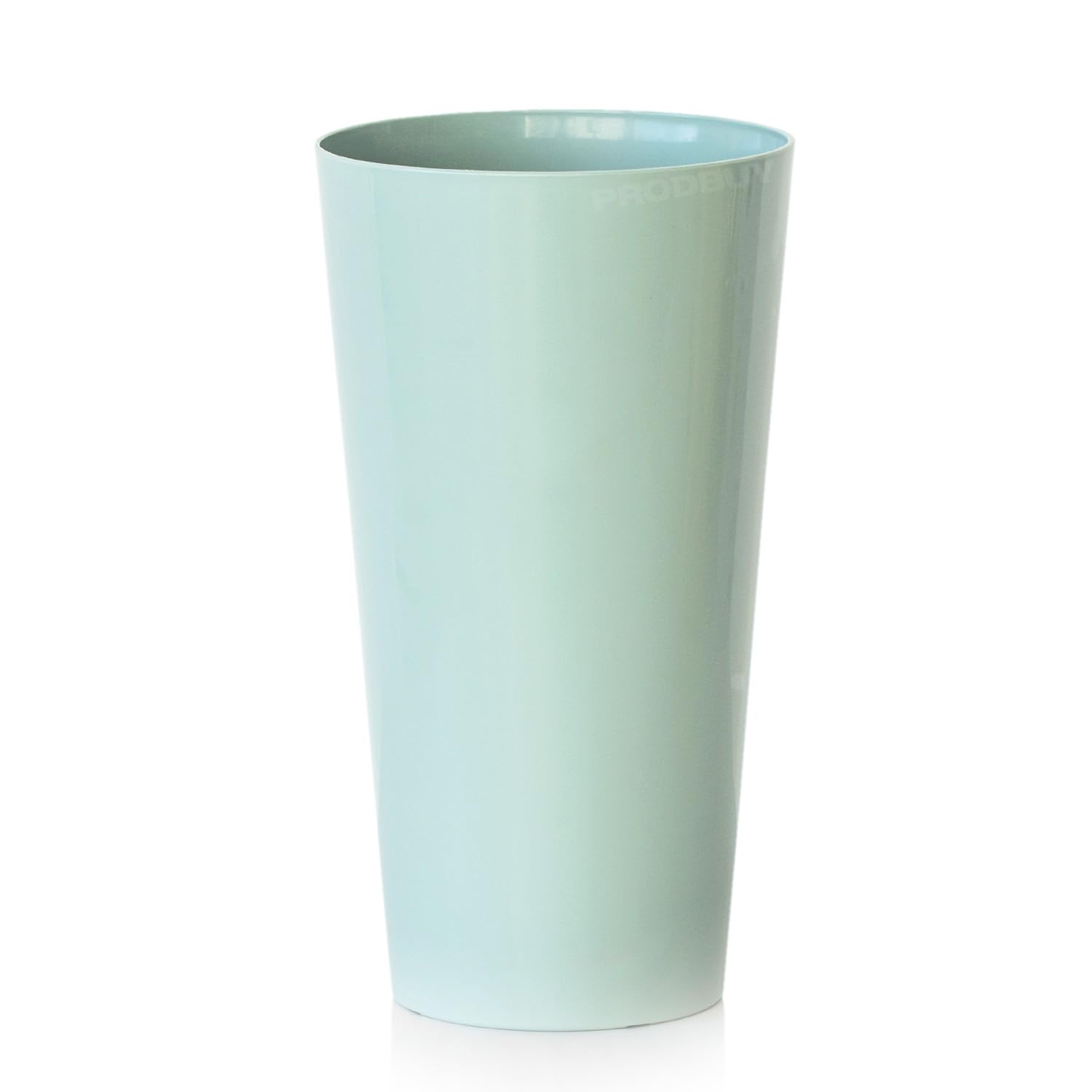 [Set of 2] Round Silver Sage Green 32cm Tall Plastic Vases, Green,silver